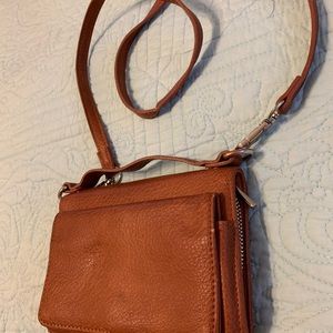 Brown leather wallet/crossbody bag